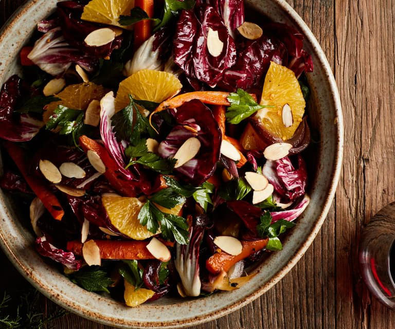 Roast Root Vegetables, Bitter Leaves and Hazelnuts Salad